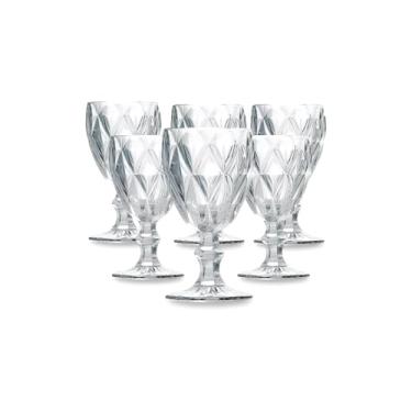 Imagem de Jogo de Taças de Vidro Diamante, 340ml, Transparente, 6 Peças, 17cm Altura, Facetado