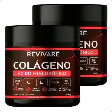 Imagem de Kit 2x Colageno Verisol Acido Hialuronico Po 300g Morango-Unissex