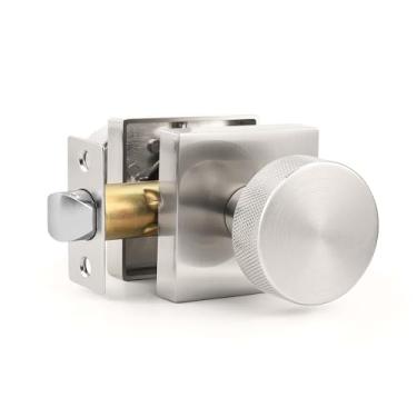 Imagem de Orger Puxadores interiores de passagem de níquel escovado, maçanetas de porta de armário de níquel sem mancha de liga de zinco, maçanetas modernas de base quadrada prata serrilhada resistente para