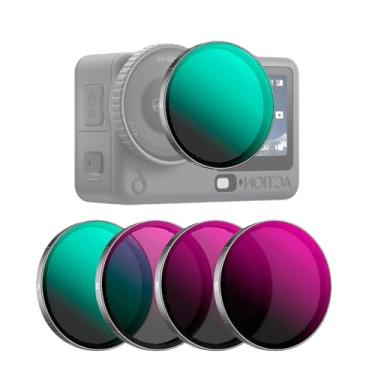 Imagem de Conjunto de filtros Osmo Action 6 CPL e ND compatível com DJI Action 6, pacote com 4 filtros CPL+ND8+ND16+ND32 de densidade neutra de encaixe, capa de silicone para lente, kit de câmera de ação de