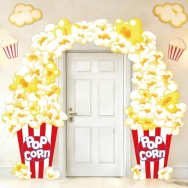 Imagem de Banner de porta de pipoca de noite de filme, pano de fundo, decoração de festa noturna para aniversário, chá de bebê, ambientes internos e externos, cinema