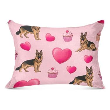 Imagem de Capa de almofada felpuda de cães pastor alemão com zíper animal para o corpo fronha padrão Queen King Bed Presentes de vida saudável, tamanho padrão, 51 x 66 cm