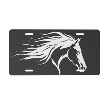 Imagem de Placa de carro preta para placa de carro frontal de carro metal de alumínio adequado para caminhão, placa de porta de carro, bar, café, acessórios automotivos para homens e mulheres 15 x 30 cm