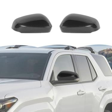 Imagem de RT-TCZ Kit de capa de espelho retrovisor de carro retrovisor retrovisor lateral com decoração de seta acessórios externos para Toyota 4Runner 2024 2025 (fibra de carbono preta)