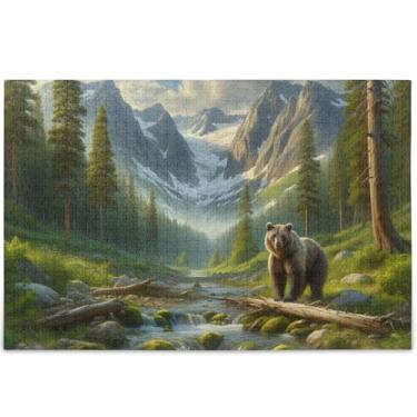 Imagem de Urso personalizado pintura de paisagem quebra-cabeça adulto 500 peças família elefante branco presentes único divertido brinquedo adulto decoração pintura animal, 52 cm x 37,8 cm