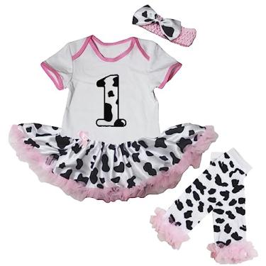 Imagem de Petitebella Vaca 1º aniversário bebê vestido polainas Nb-18m, Branco/vaca, 12-18 Months