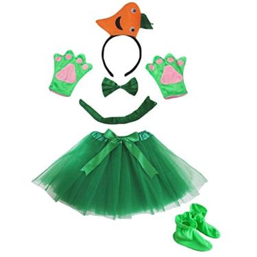 Imagem de Petitebella Conjunto de 6 peças de tiara com laço e luvas tutu de cenoura 3D (tamanho único)