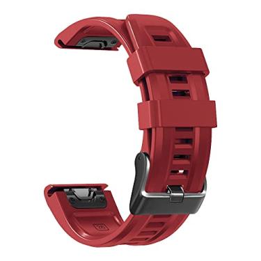 Imagem de MGTCAR Pulseira de silicone para relógio inteligente Garmin Fenix 7X 7 Fenix 6X 6 Pro Fenix 5X 5 Plus 3HR pulseira de liberação rápida (Re, 26 mm)