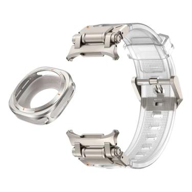 Imagem de AEHON Capa de metal com pulseira fluororubber para Samsung Galaxy Watch 7 Ultra 47 mm capa protetora de metal pulseira esportiva para Galaxy Ultra 47 mm FKM Watchbands, Watch 7 Ultra, Ágata