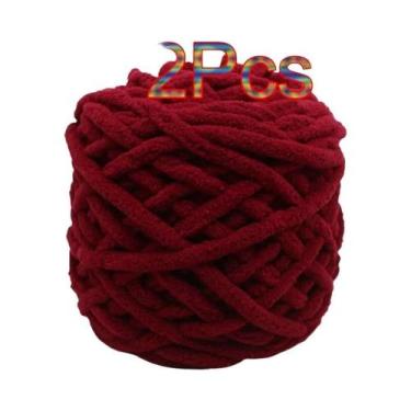 Imagem de Fio De Poliéster Macio E Grosso (2 Peças) Para Tricô Manual, Crochê, C