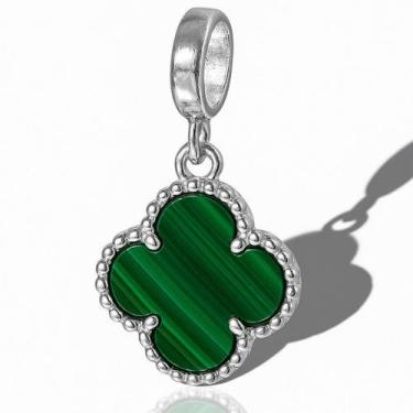 Imagem de Berloque Pingente Charms Flor Trevo Prata Original - Lojas La&Ny Prata