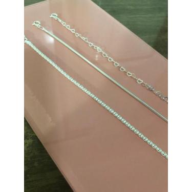 Imagem de Promoção 3 Pulseira Prata Maciça 925 Pipoca Rabo Coração - Lojas La&Ny