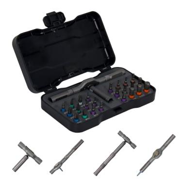 Imagem de Conjunto de chaves de fenda catraca 24 em 1, brocas magnéticas de precisão com alça e estojo destacáveis, kit de mini chave de fenda multiuso para bricolage, reparo doméstico