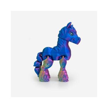 Imagem de Estatueta colecionável de cavalo colorido impresso em 3D para decoração de mesa executiva de escritório doméstico