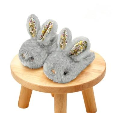 Imagem de Pantufas infantis infantis para meninos e meninas, sapatos de casa de coelho, antiderrapante, quente, macio, para inverno, felpudo, para uso interno, cinza, Cinza, 9.5-10.5 Toddler
