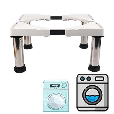 Imagem de Pedestal de arruela 28 de largura universal 12 pés fortes ajustável Dolly base de suporte de máquina de lavar com altura ajustável, branco 4 pés - 10 cm