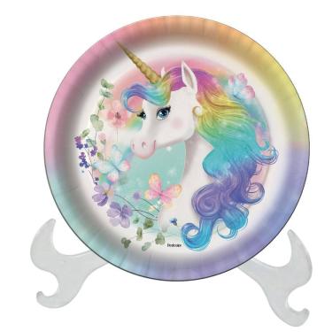 Imagem de Pratos Descartáveis Unicornio 8 Un. Festa Infantil