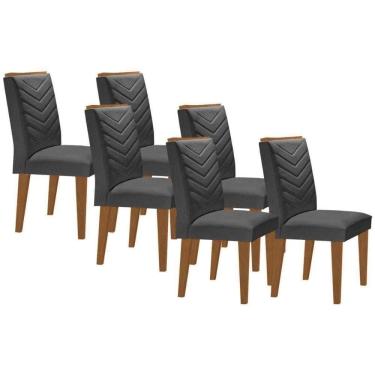 Imagem de Kit 6 Cadeiras De Cozinha Londrina 6 Un Capuccino Linho Grafite Rufato