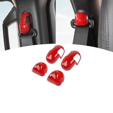 Imagem de PDKLIN Capa de acabamento de cinto de segurança vermelha para Jeep Wrangler JL JLU 2018+ para Gladiator JT 2020-Present ABS Acessórios interiores 4 peças