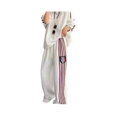 Imagem de Conjunto De Roupas Esportivas Listradas Para Mulheres Outono Inverno C