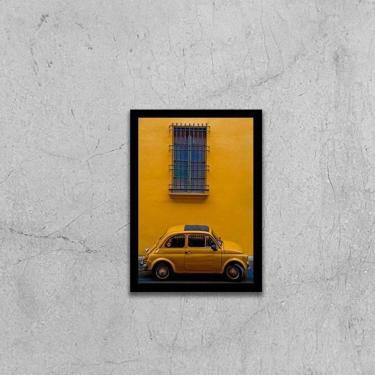 Imagem de Quadro Fotografia Carro Retrô Amarelo 24X18Cm