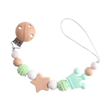Imagem de Mordedor De Bebê Com Clipe De Chupeta, Contas De Silicone E Pentagrama