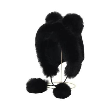 Imagem de Chapéu De Inverno Feminino Quente Com Orelhas De Urso, Imitação De Pel