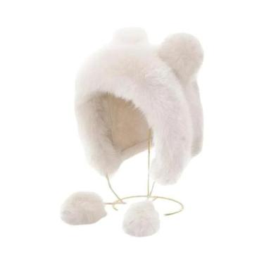 Imagem de Chapéu De Inverno Feminino Quente Com Orelhas De Urso, Imitação De Pel
