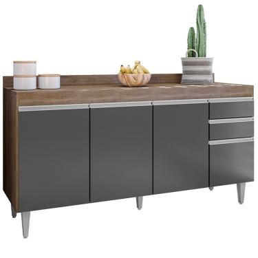 Imagem de Balcão para Cozinha 160 cm com Tampo 4 Portas Lena