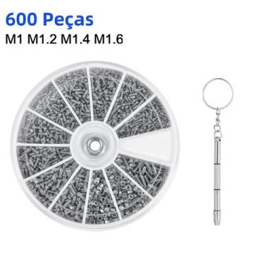 Imagem de Kit De Reparo De Óculos Com 600 Peças De Parafusos E Porcas Pequenos, 