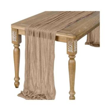 Imagem de Caminho De Mesa De Gaze Semi-Transparente Sage, Estilo Vintage, Para C