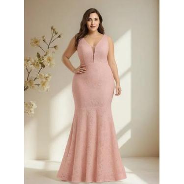 Imagem de Vestido Festa 42 Longo Renda Madrinha Plus Size Longo Civil - ShoopWeb