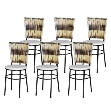Imagem de 6 Cadeiras Para Mesa Preta Hawai Cappuccino Premium Cor:branco