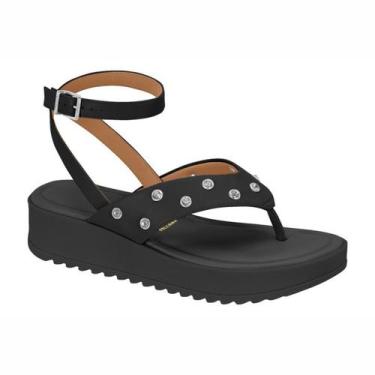 Imagem de Sandália Feminina Vizzano Tratorada Plataforma Dedo Tornozelo, Preto, 