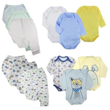 Imagem de Kit Roupinha de Bebê 12 Peças Body Manga Longa e Calça Mijão - Koala B