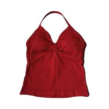 Imagem de Top Esportivo Feminino Com Decote Halter, Sem Costas, Com Efeito Push-