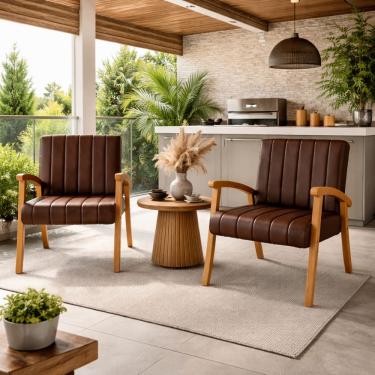 Imagem de Kit 2 Poltronas Haley Moderna Decorativa Estofada Corino Sala Estar Quarto Escritório Recepção