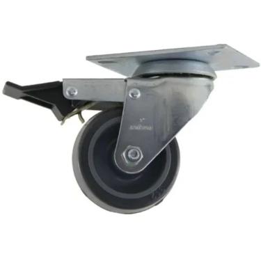 Imagem de Rodízio Giratório 3'' Com Placa Cinza Colson C/freio Profissional Resistente 60kg