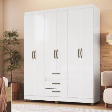 Imagem de Roupeiro Casal com 6 Portas 3 Gavetas Rp3638 Branco