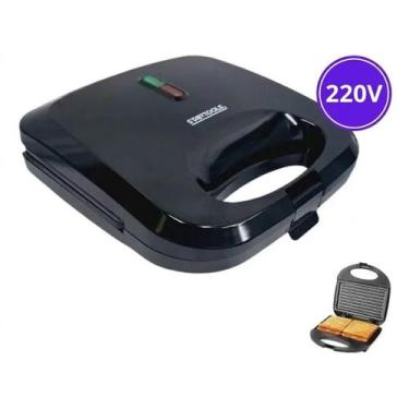 Imagem de Sanduicheira Grill Elétrica 2 em 1 750W Antiaderente Prensa Faz Sanduí