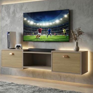 Imagem de Rack Suspenso Pequeno Home Shop Bancada TV 42" Nicho Decorativo Porta 