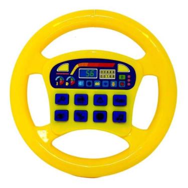 Imagem de Volante Infantil Musical a Pilha Com Sons Sonoro Veículos Cor Amarelo 