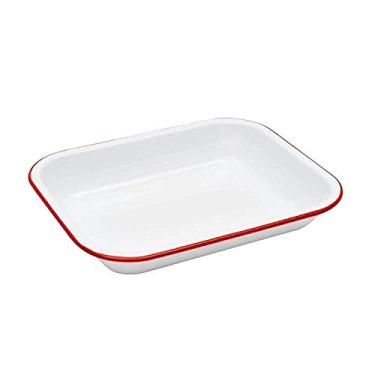 Imagem de Torradeira aberta pequena Enamelware, 29,2 x 23,5 cm, branco vintage/vermelho (individual)