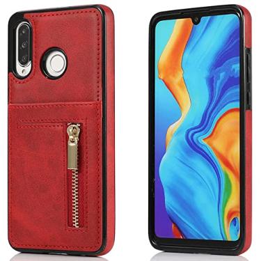 Imagem de Carteira de couro de luxo com zíper para Huawei P30 P30 Lite Pro Mate20 Mate20 Pro Lite, vermelho, para Mate 20 Lite
