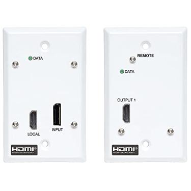 Imagem de Tripp Lite Kit extensor DisplayPort para HDMI sobre Ethernet Cat6, placa de parede – até 70 metros – vídeo 4K 60Hz, PoC, HDCP 2.2, compatível com TAA (B127A-1A1-FDFH)