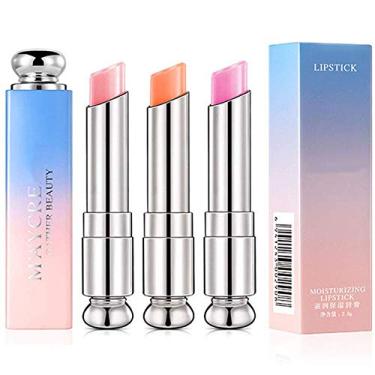 Imagem de Petansy Conjunto de batons de gelatina de 3 cores, hidratante de temperatura mágica que muda de cor, protetor labial de longa duração