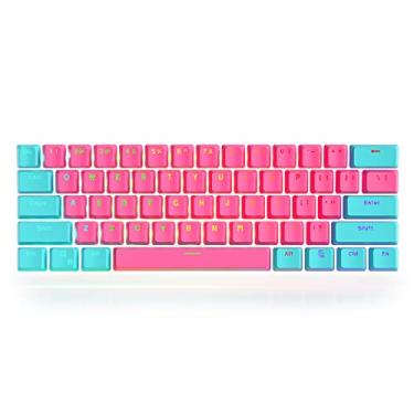 Imagem de Guffercty kred Conjunto de 61 teclas 60% Miami Keycaps PBT Perfil OEM retroiluminado com extrator de teclas para teclado mecânico Cherry MX Switches (Miami)