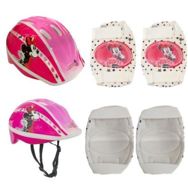 Imagem de Kit De Proteção Feminino Infantil Minnie Patins Skate Bike Multikids