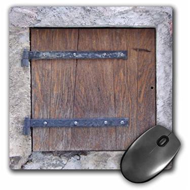 Imagem de 3dRose Mouse pad LLC 20 x 20 x 0,63 cm, impressão de foto de porta de armadilha estilo medieval de madeira, humor desagradável, diversão bem-humorada incomum (mp_157619_1)