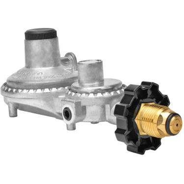Imagem de only fire Regulador horizontal de propano de dois estágios com conexão POL e encaixe NPT fêmea de 3/8"